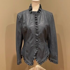 Hot in Hollywood Faux Leather Blue Jacket Size Small